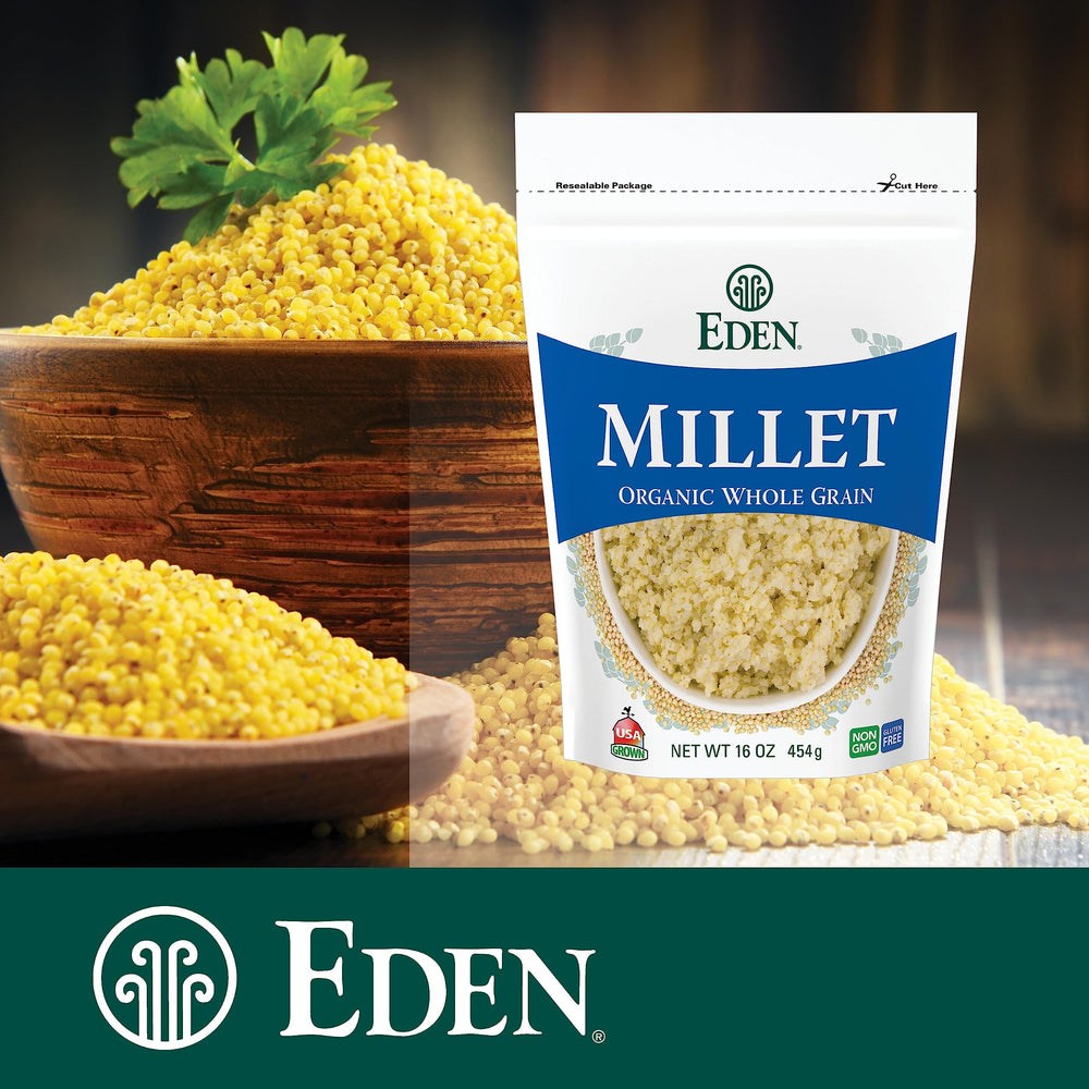 Eden Millet in a steaming bowl ready to enjoy.