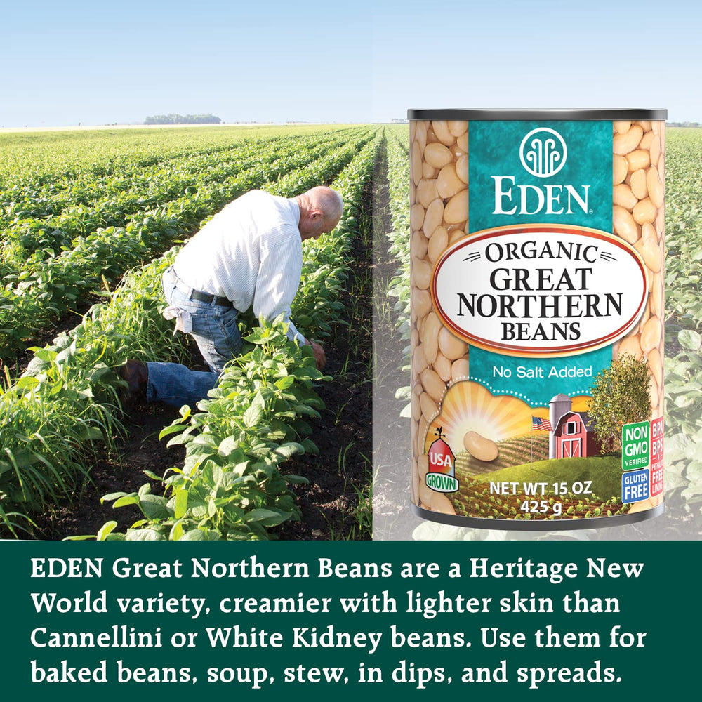 Eden Organic Beans in a bowl, creamy texture ideal for soups, salads, and stews.