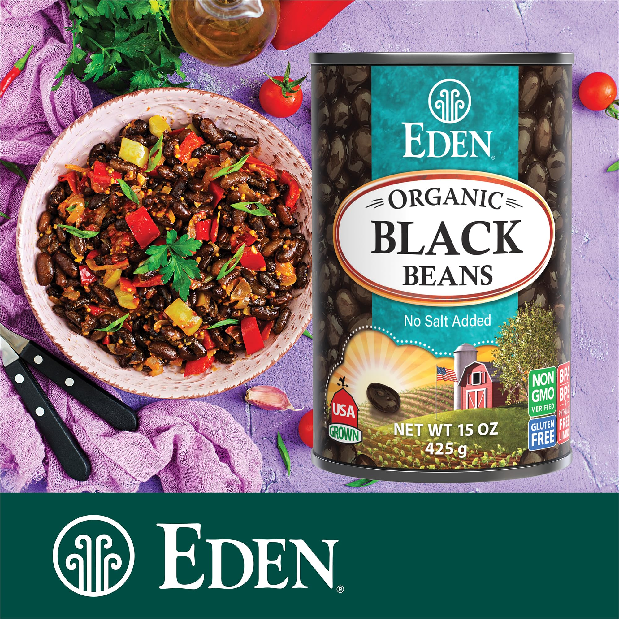 Kitchens scenes featuring Eden beans as pantry staple for weeknight dinners
