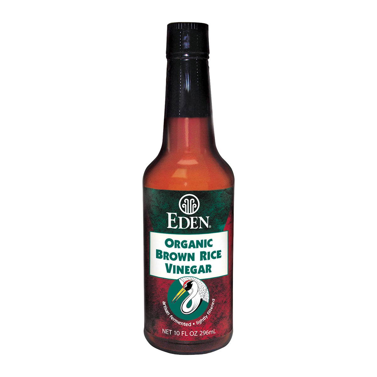 Eden Organic Brown Rice Vinegar bottle with amber glass, ideal for sushi rice