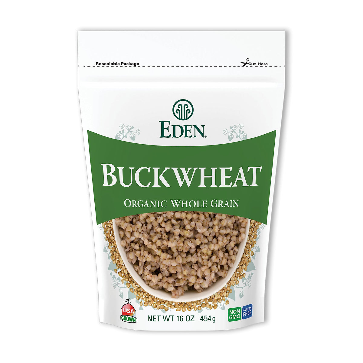 Eden Organic Buckwheat bag front view, versatile gluten-free pantry staple