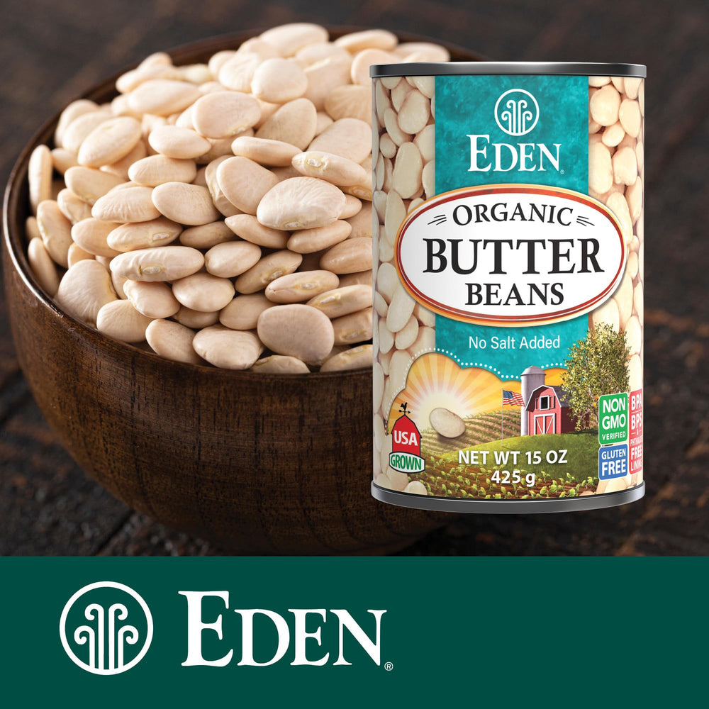 Eden Organic Butter Beans in soup or stew provide protein and body without added salt.