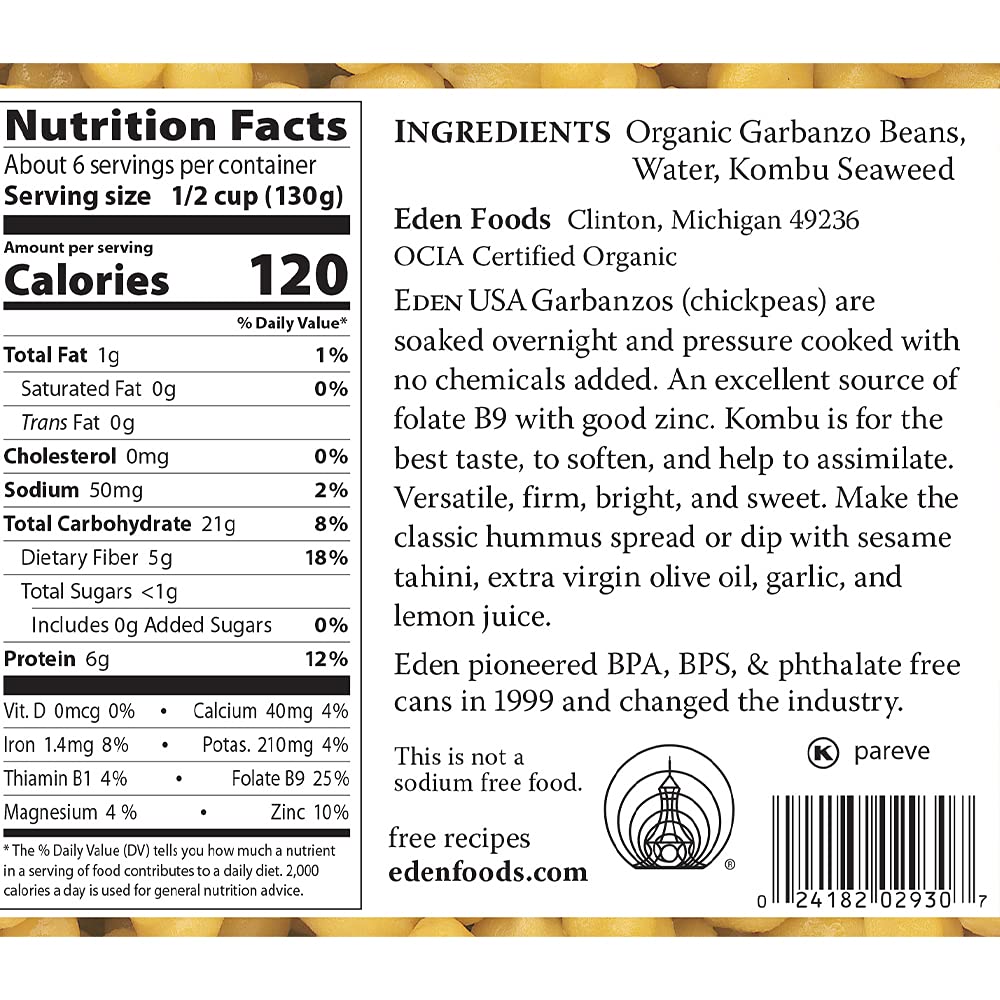 Eden Organic Garbanzo Beans contents closeup with creamy texture