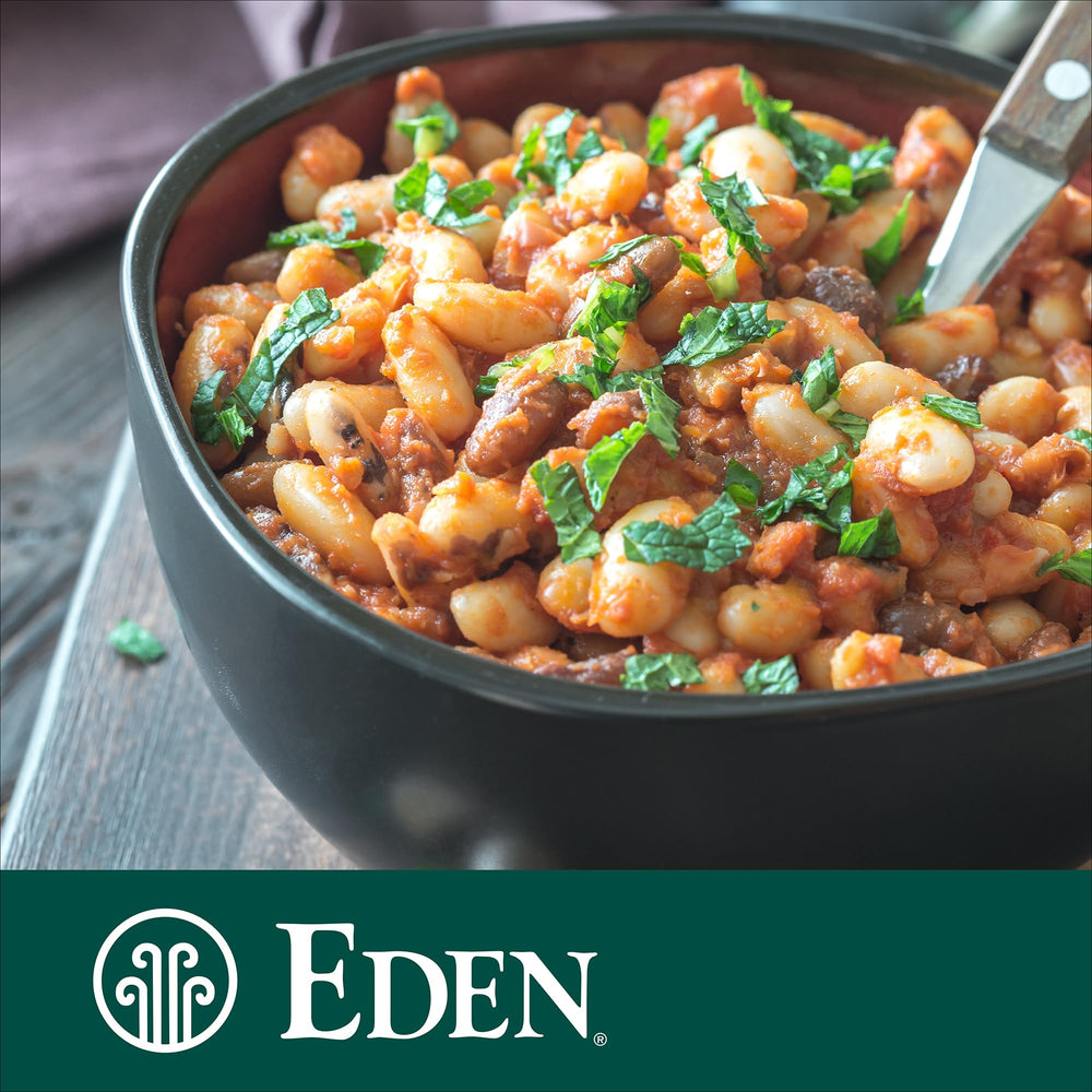 Eden Organic Pinto Beans packaging 12-pack demonstrates value for family meal prep.