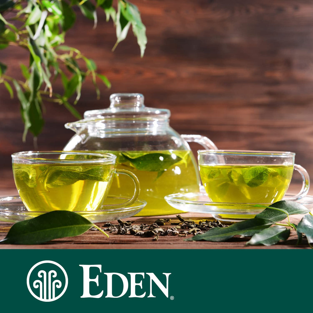 Eden unbleached Manila tea bags packaging, eco-friendly and plastic-free