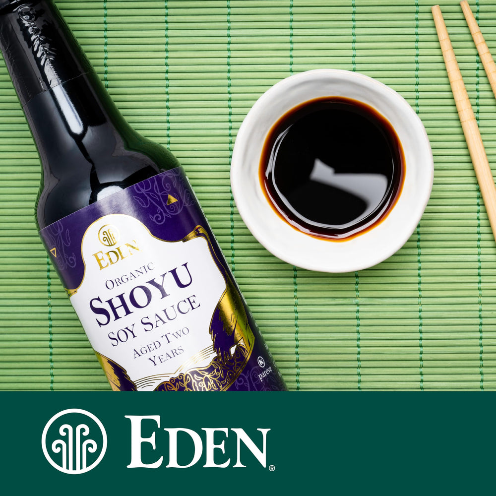 Eden Shoyu savor notes highlight deep umami for marinades and finishing.