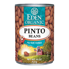 Eden Pinto Beans kitchen scene highlights convenient heat-and-serve nutrition.