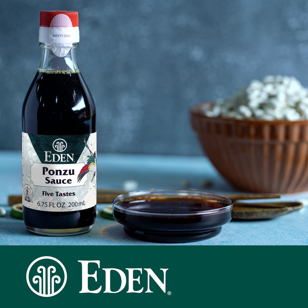 Eden Ponzu dipping sauce with pasta and vegetables