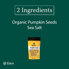 Eden pumpkin seeds in hand, portable snack option.