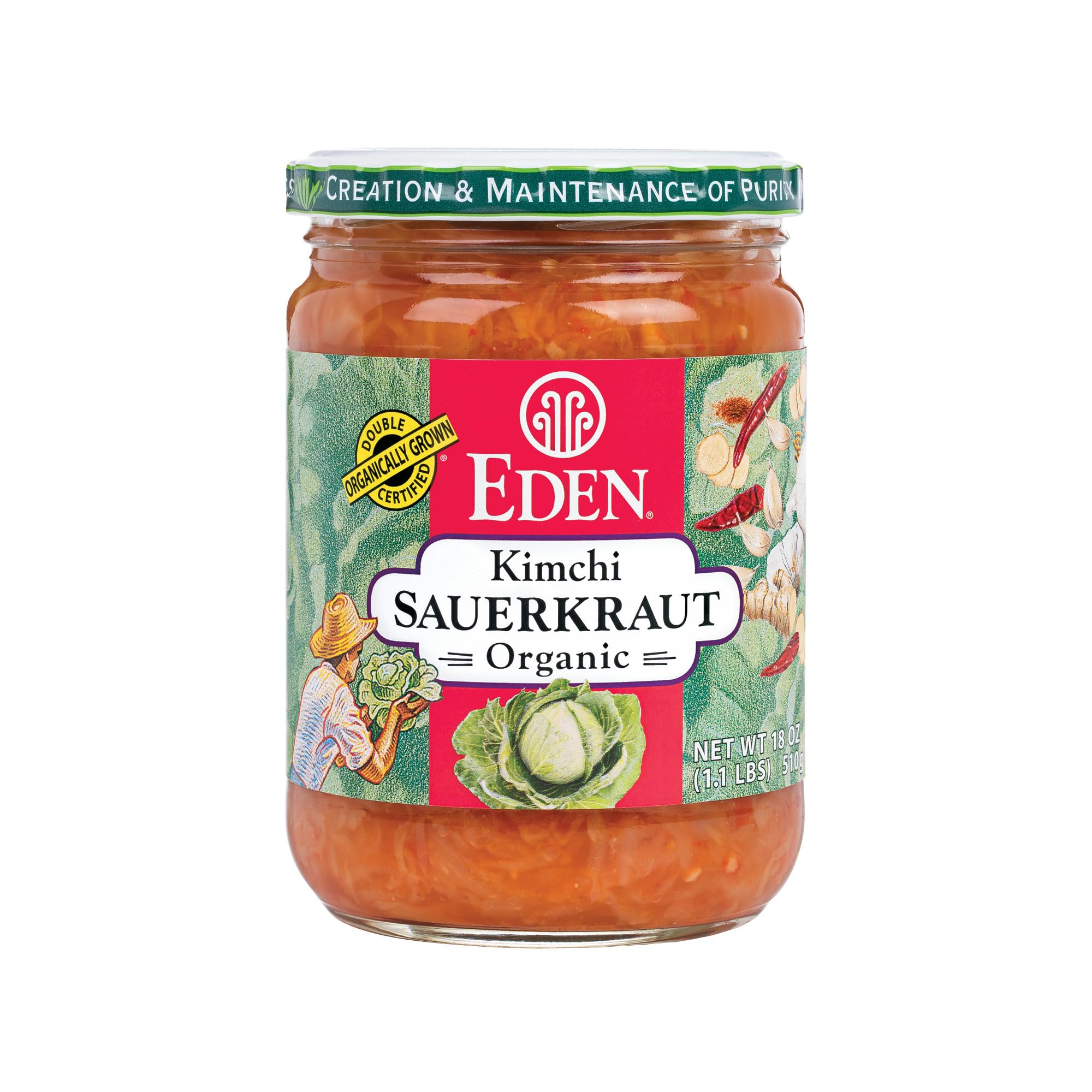 Eden Sauerkraut & Kimchi jar on a sandwich as a crunchy topping