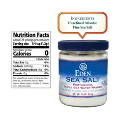 Eden Sea Salt with 82 trace minerals for balanced flavor