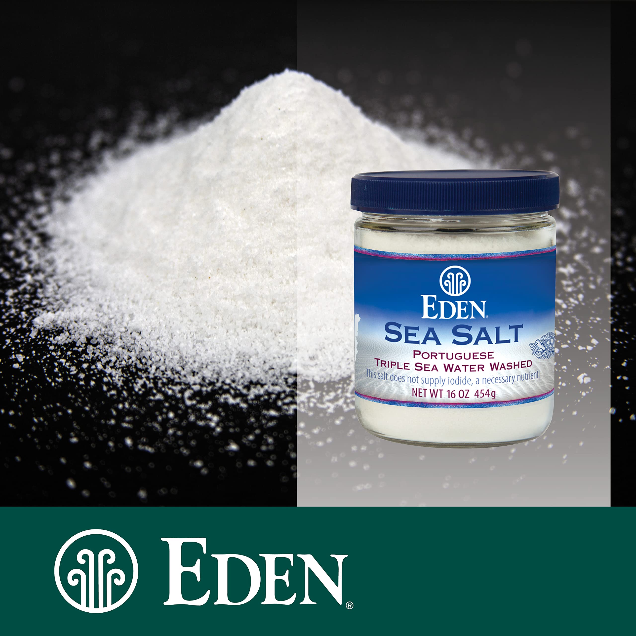 Eden Sea Salt in glass jar packaging for visibility and protection