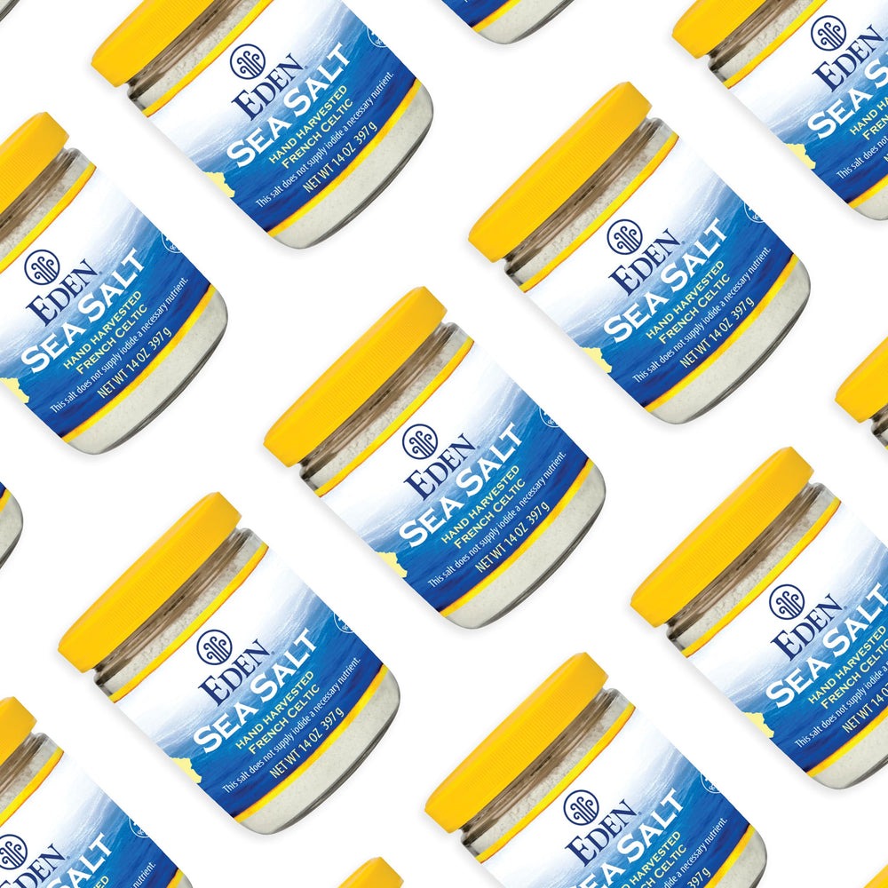 Eden Sea Salt glass jar packaging keeps salt pristine and easy to scoop.