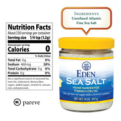 Eden Sea Salt stone-ground texture adds granular crunch to finishing dishes.
