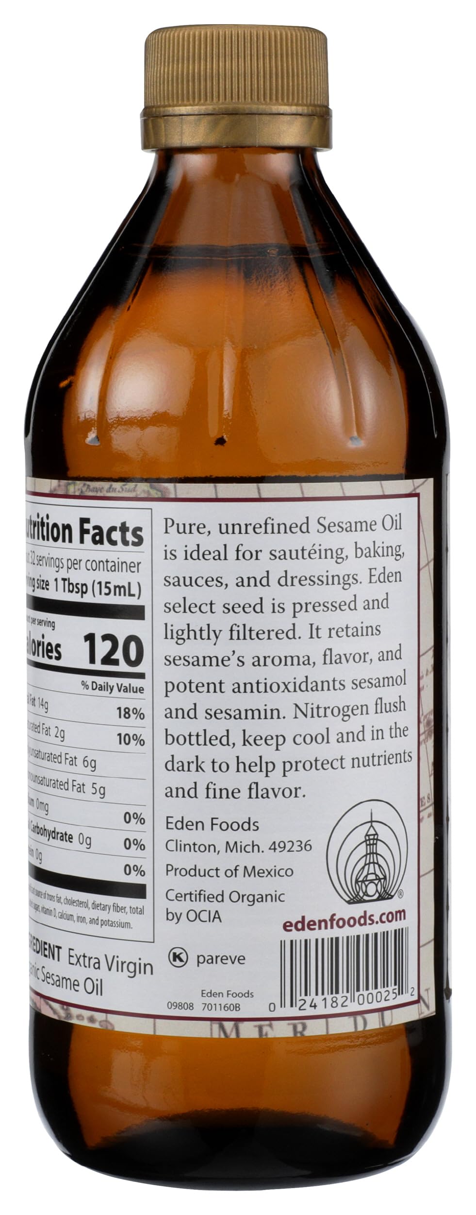 Eden sesame oil for dressings and mayonnaise with nutty aroma.