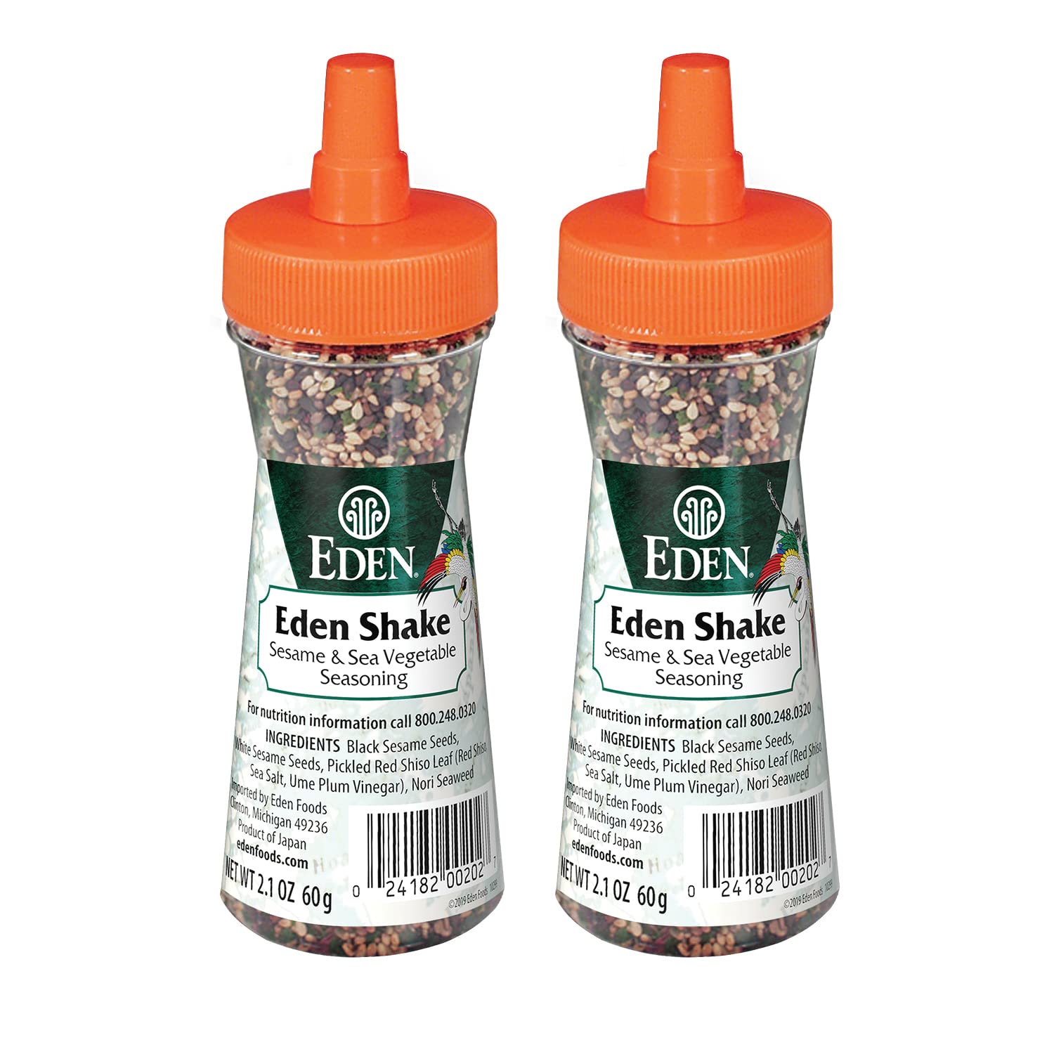 Eden Shake Furikake sprinkled on hot rice with seaweed and sesame for a savory boost