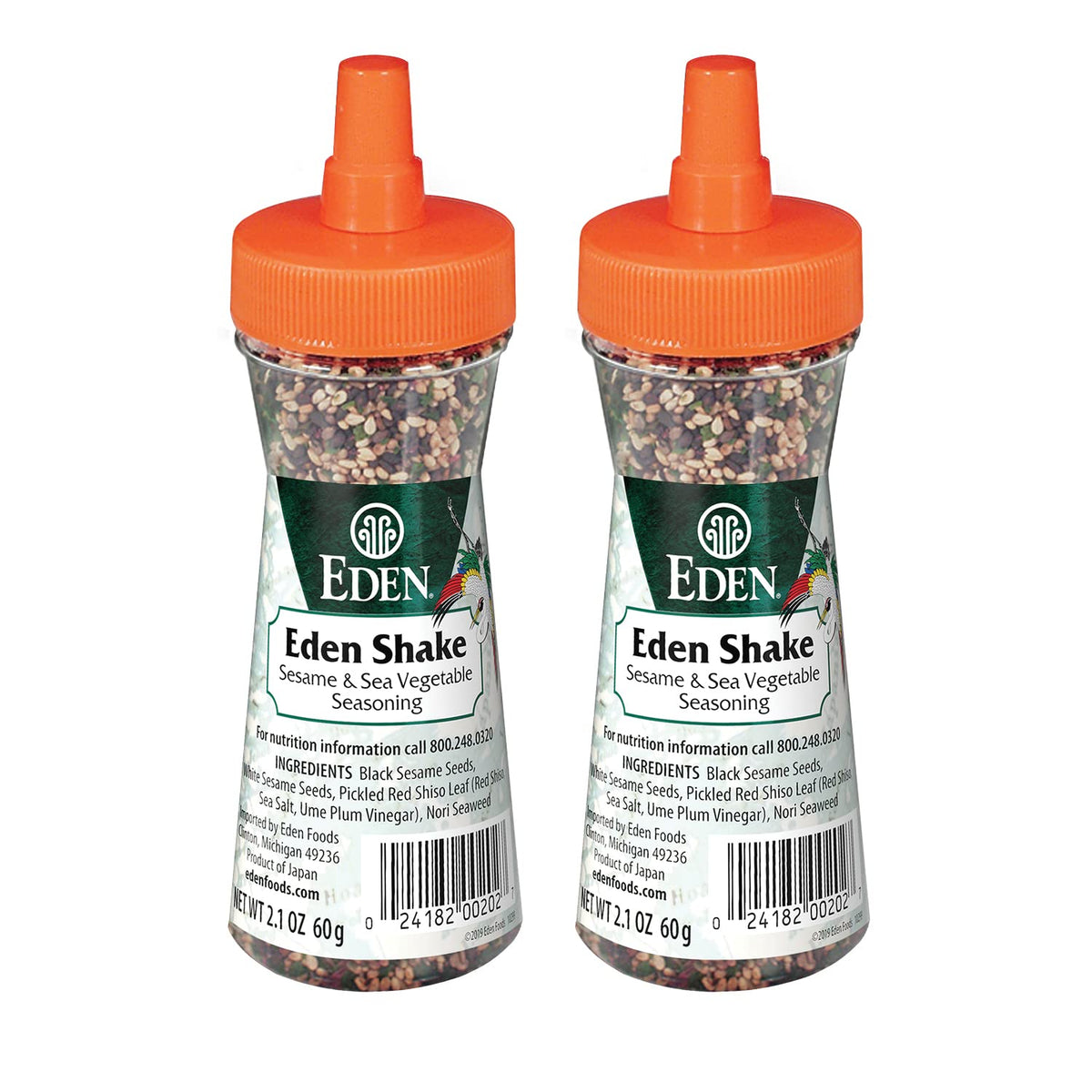 Eden Shake Furikake sprinkled on hot rice with seaweed and sesame for a savory boost