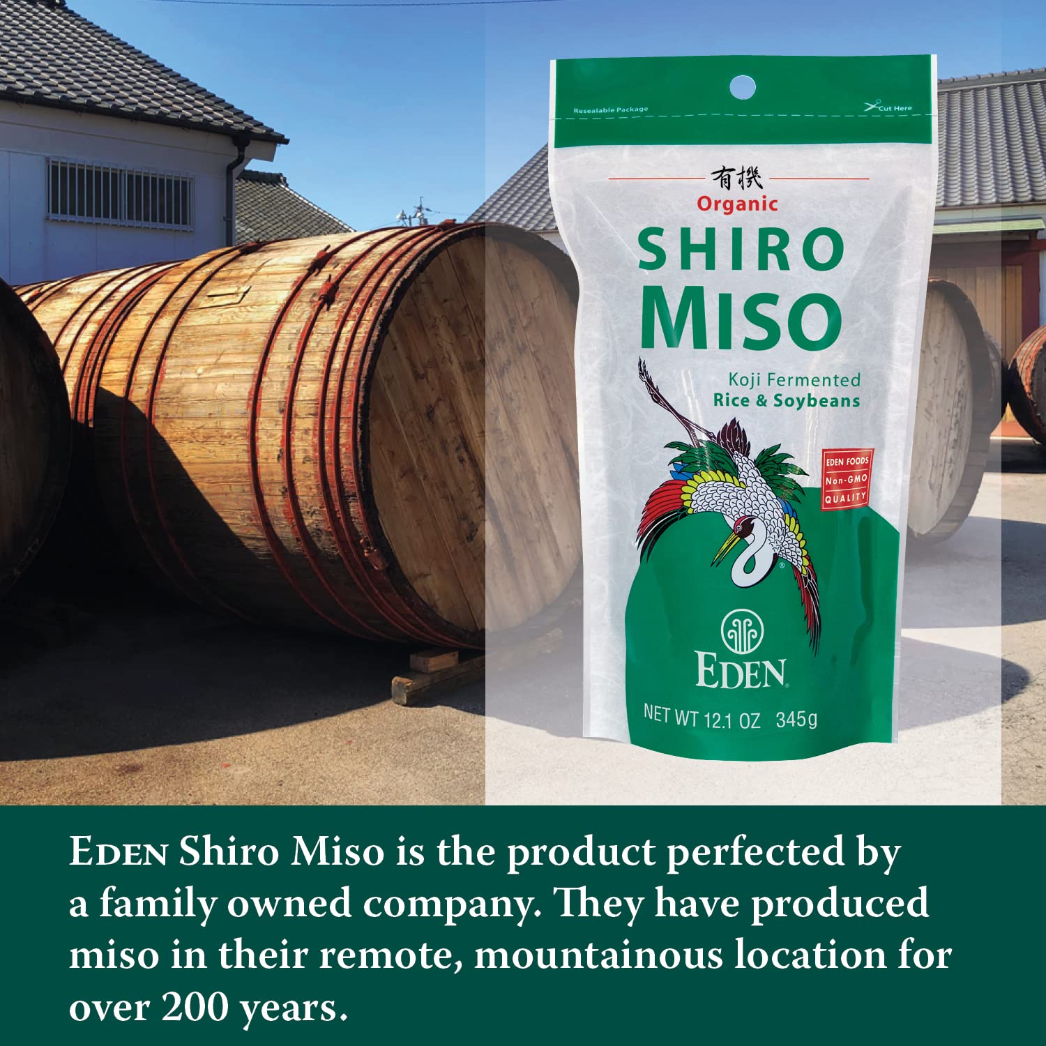 Eden Shiro miso spoon paste demonstrates smooth texture ideal for soups and sauces.