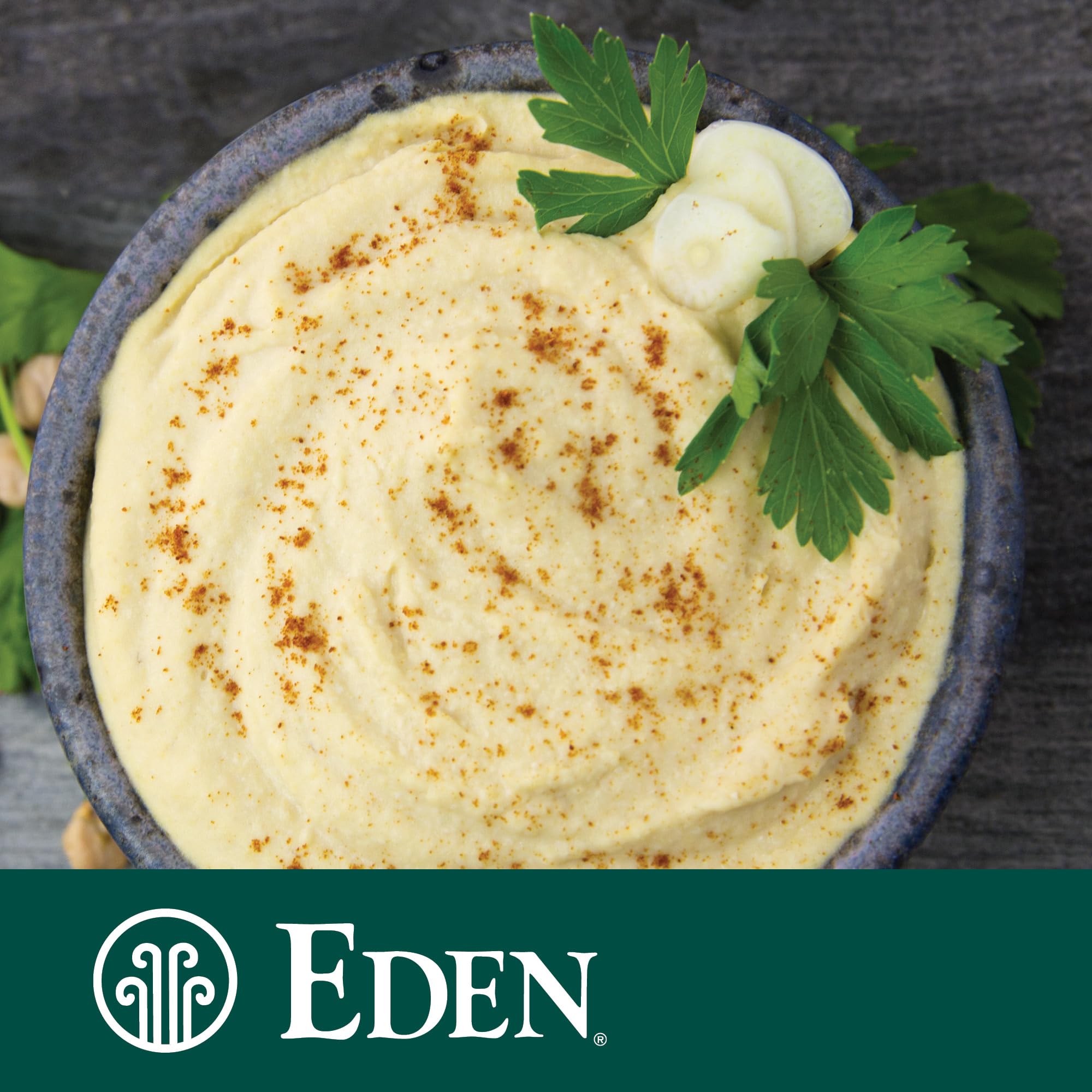 Eden tahini dip spread with lemon and garlic for flavorful applications.