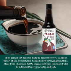 Eden Tamari bottle in pour action ideal for stir-fries