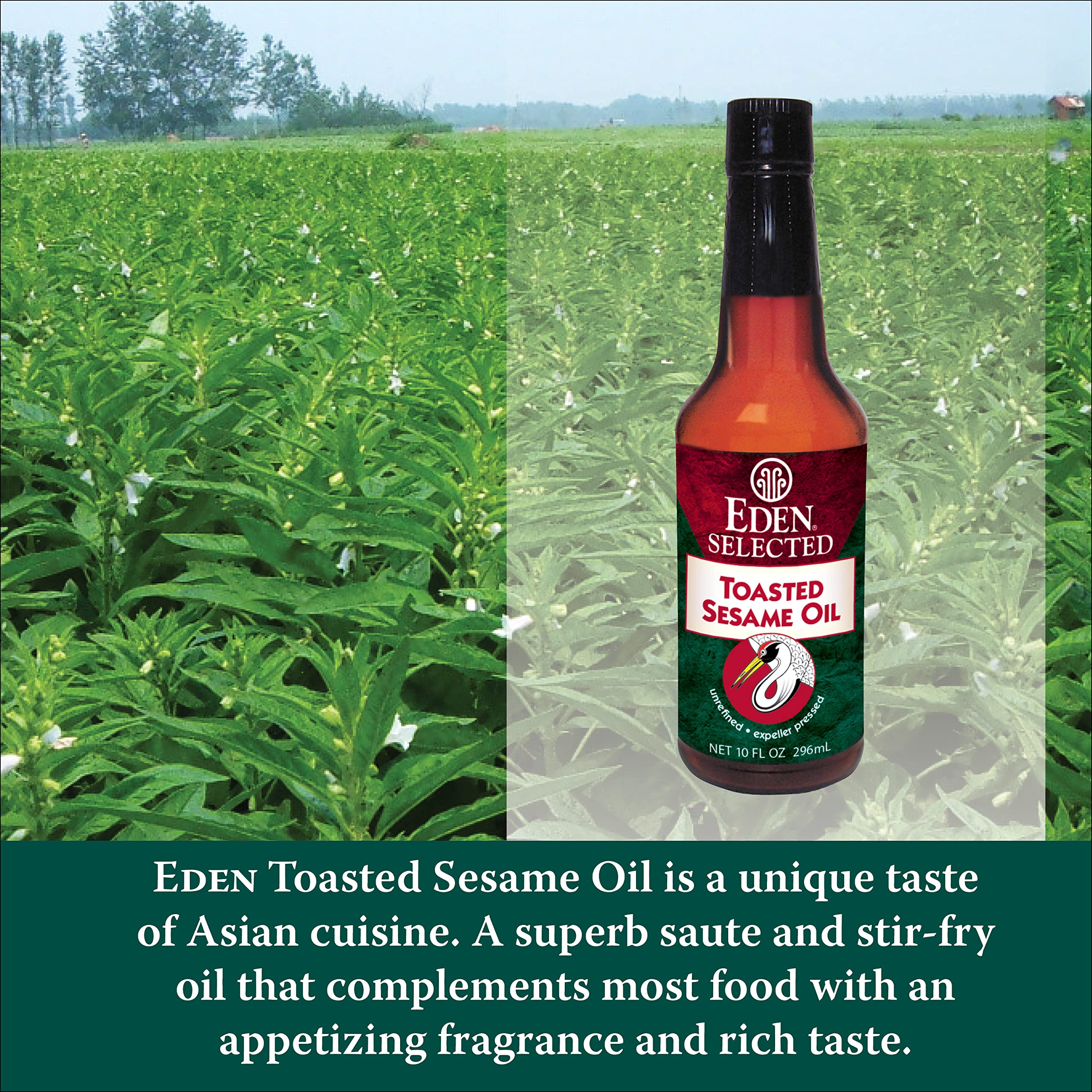 Eden toasted sesame oil amber glass protects aroma and extends freshness.