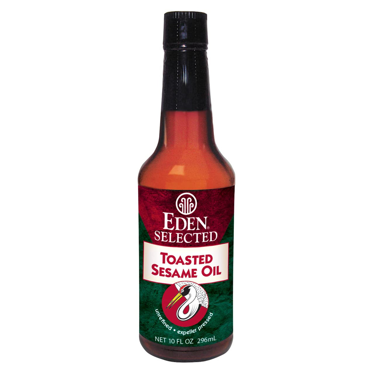 Eden toasted sesame oil bottle view, premium unrefined flavor for vibrant stir-fries.