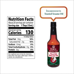 Eden toasted sesame oil spout dispense, easy controlled pouring for sauces.