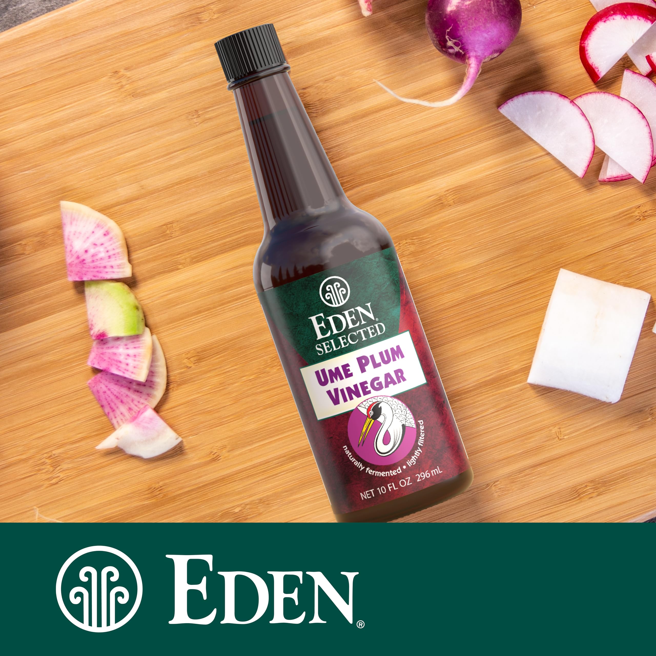 Eden Ume Plum Vinegar salad plate showcases ruby color.