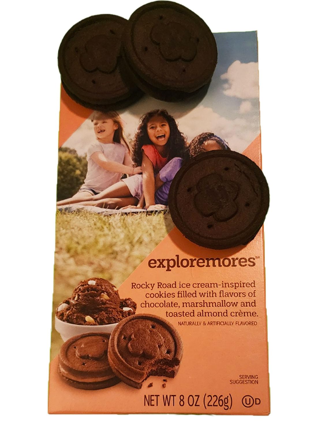 Edgell House Exploremores cookies box front view, ideal on-the-go snack.
