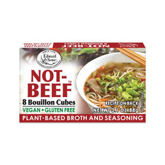 Edward & Sons Not Beef Bouillon Cubes pack offers vegan broth base for quick meals.