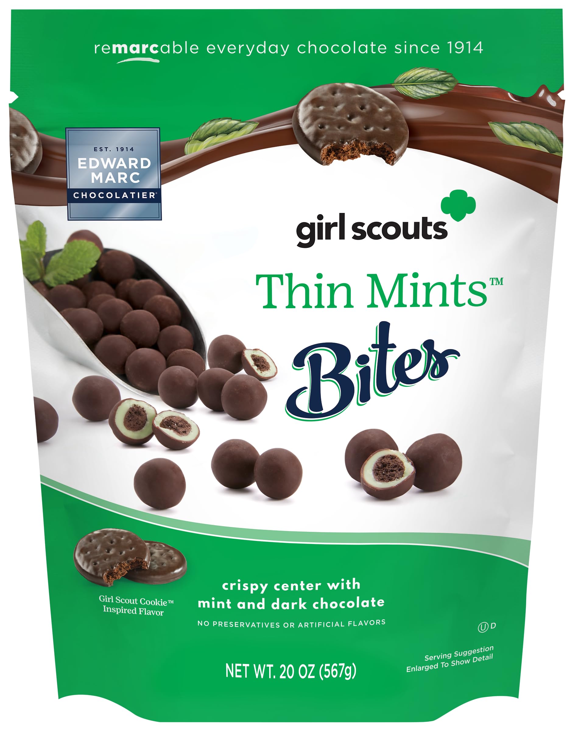 Edward Marc Thin Mint Bites pack front, perfect giftable snack.
