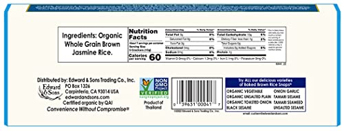 Edward & Sons Brown Rice Snaps unsalted panel highlights no added salt.