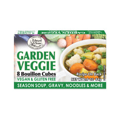 Edward & Sons Garden Veggie Bouillon cubes close-up, convenient broth base for quick meals.