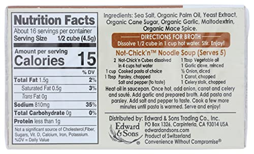 Close-up of Edward & Sons Not Chicken Bouillon Cubes texture for rich simmering.