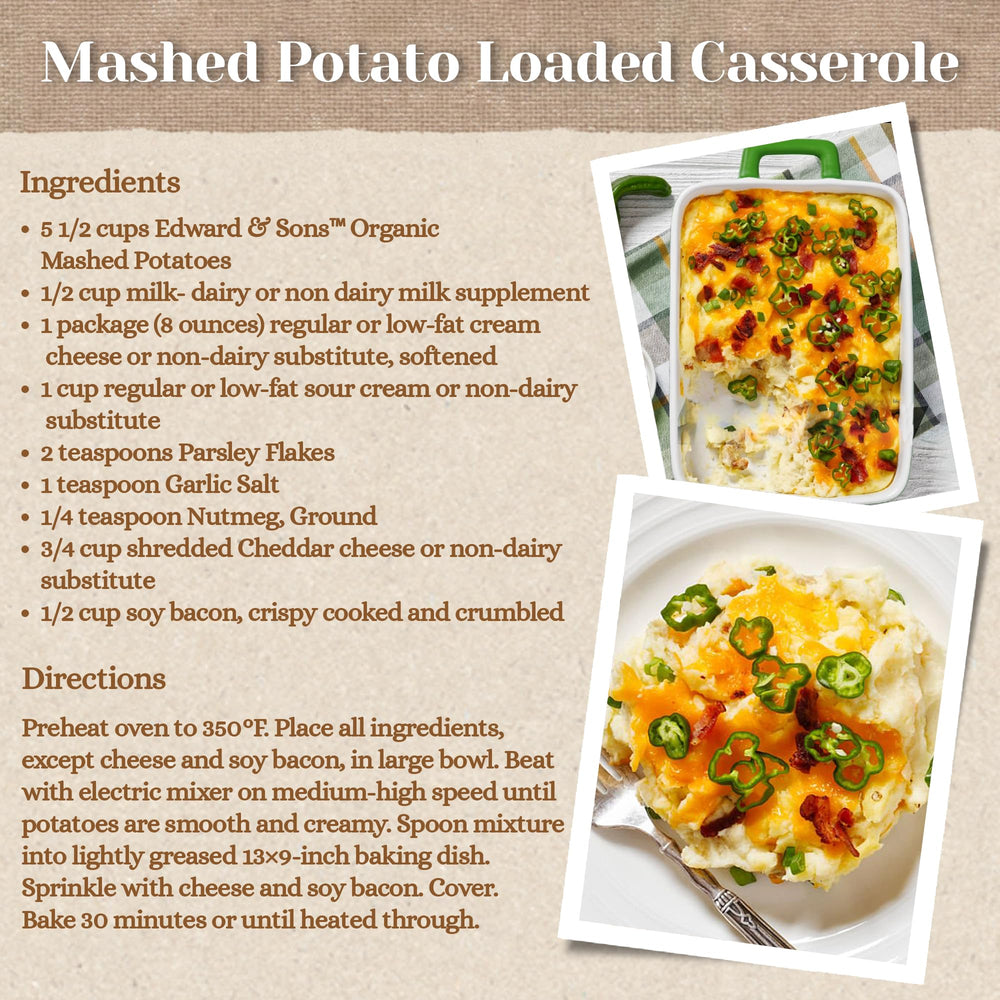 Organic Non-GMO label on Edward & Sons mashed potatoes