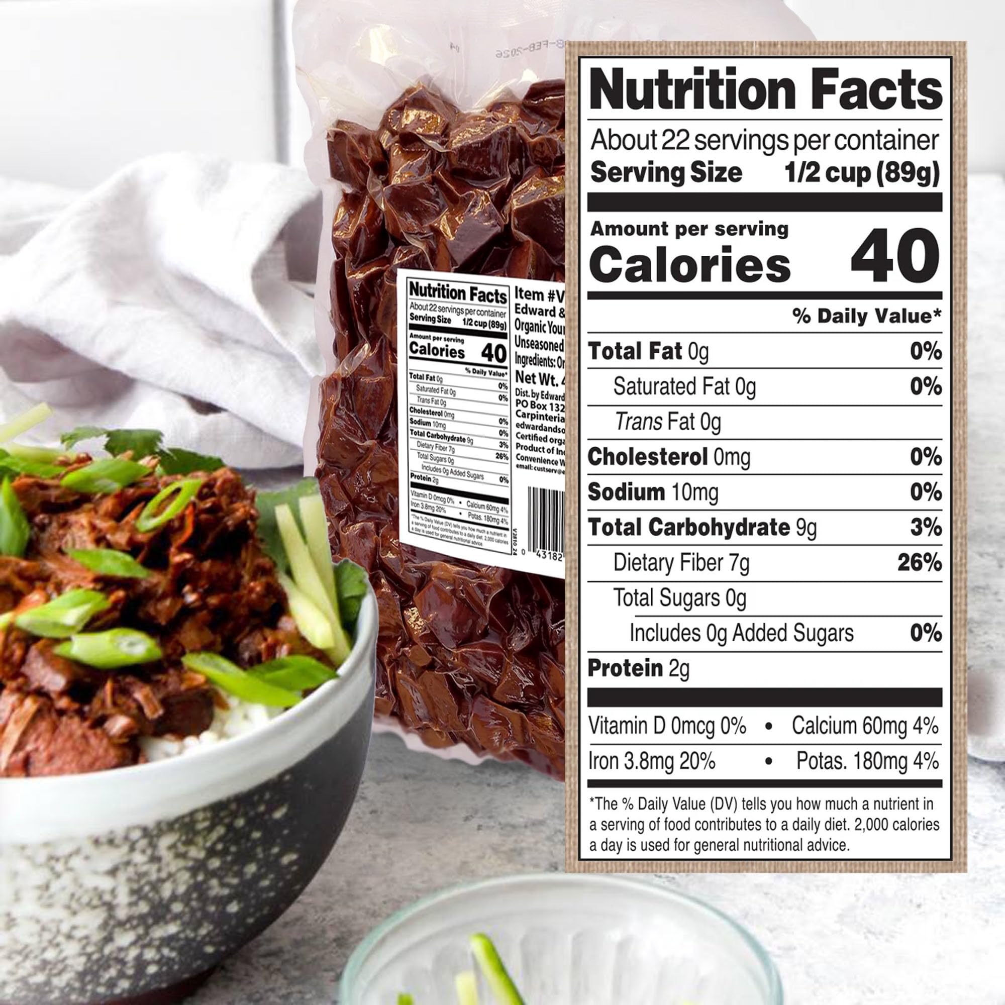 Edward and Sons Young Jackfruit flakes resemble pulled pork when cooked.