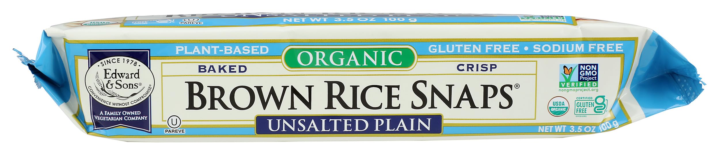 Edward & Sons Rice Snaps on a lunchbox-ready setup for portable snacking.