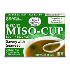 Edward & Sons Seaweed Miso Cup, front view, convenient quick-lunch option.