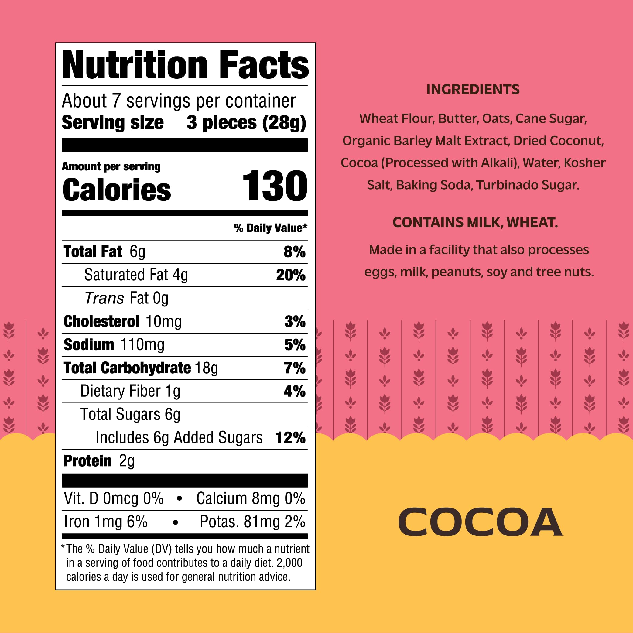 Effie's Cocoa Layered Biscuit close-up reveals crisp oats and cocoa