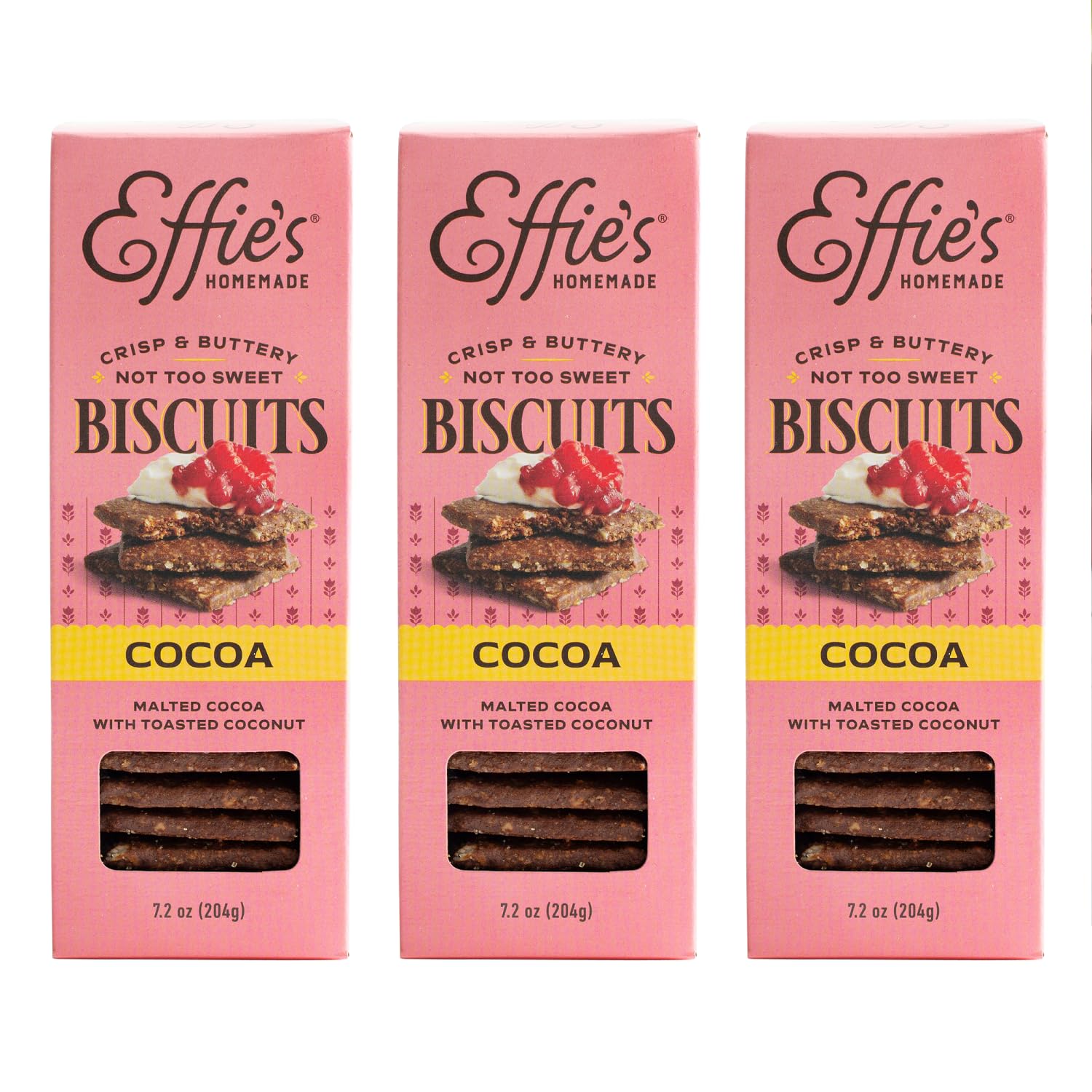 Effie's Cocoa Biscuits packaging, ideal for gifting and pantry display