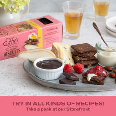 Effie's Cocoa Biscuits on plate with berries, perfect dessert pairing