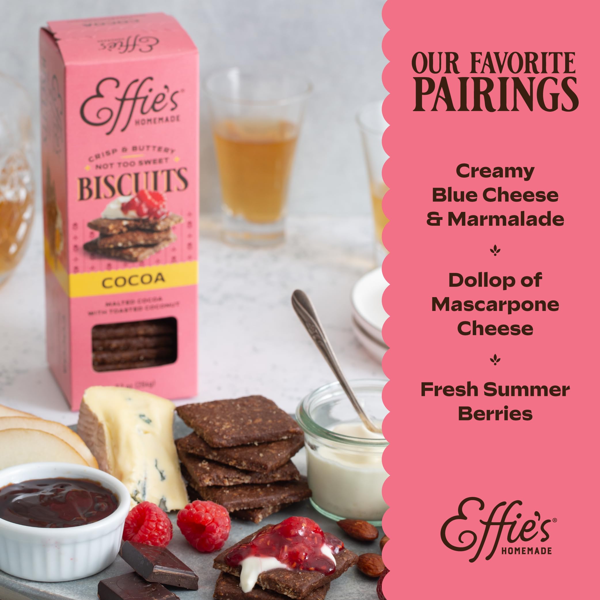 Effie's corn biscuits crisp texture, tasty with toppings
