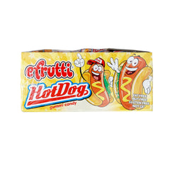 Packaging of efrutti gummi hot dogs with bright colors for classroom or event snacks.