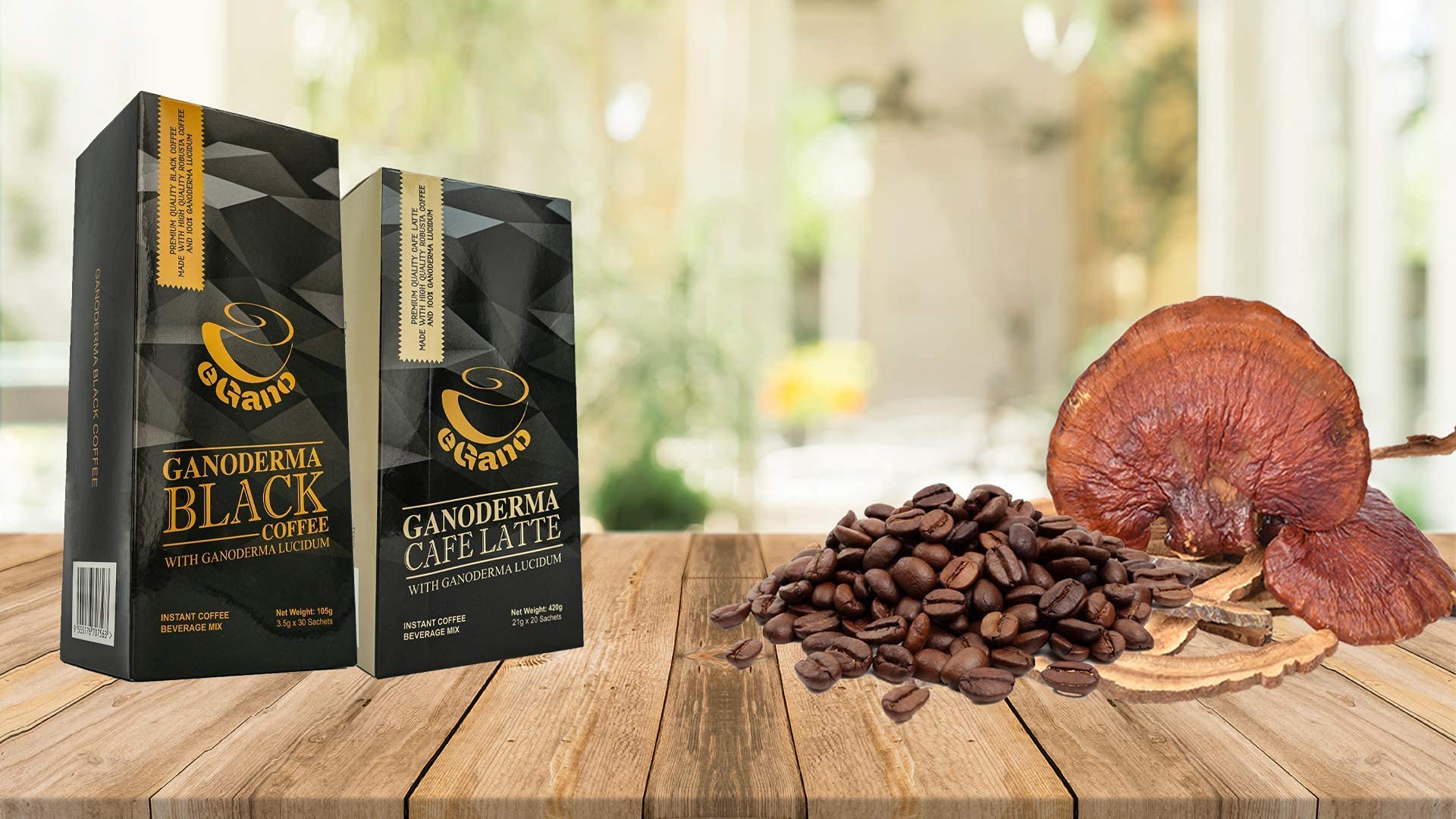 Blend of Arabica and Robusta beans in eGano Ganoderma coffee.
