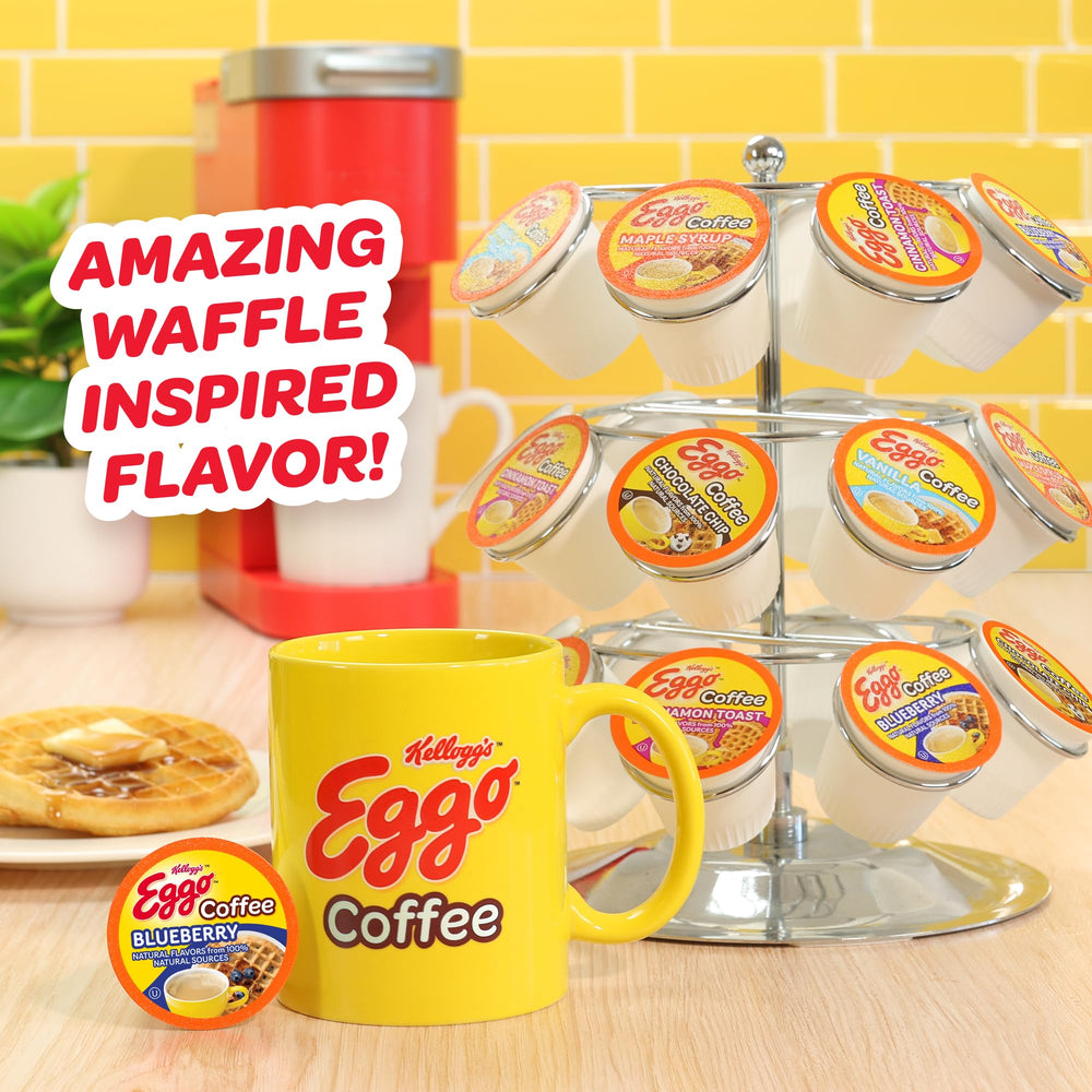 Eggo Blueberry Waffle coffee pods iced, offering a fruity cold brew option.