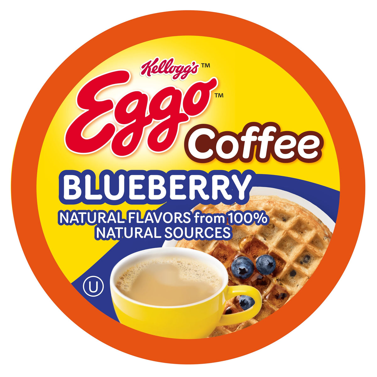 Eggo Blueberry Waffle coffee pods packaging, ideal for easy single-serve breakfasts.