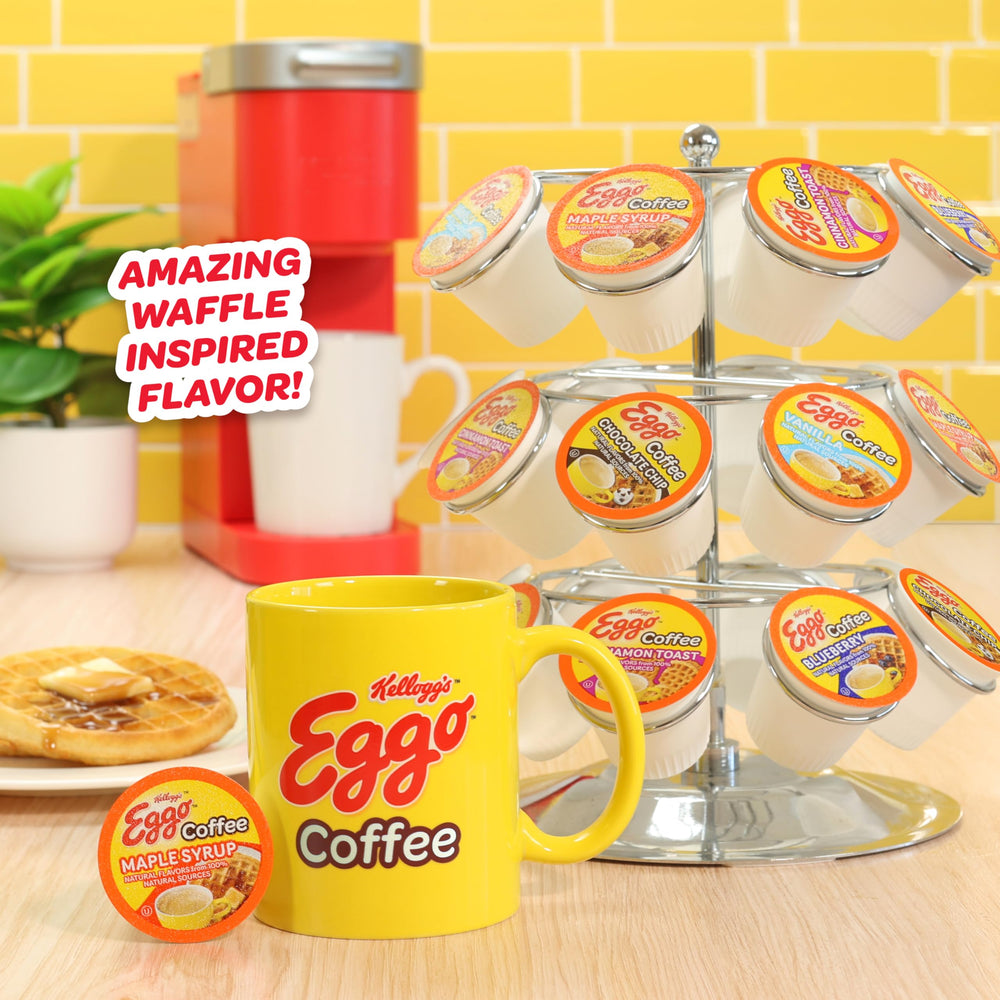 Keurig-compatible Eggo pods in a morning ritual setup for quick single-serve brew