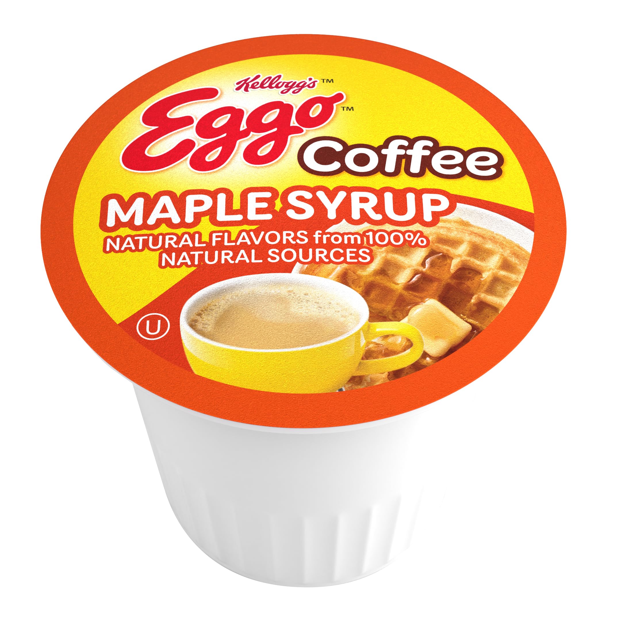 Eggo Maple Syrup Waffle pack, closed box, convenient 40-count convenience for busy mornings