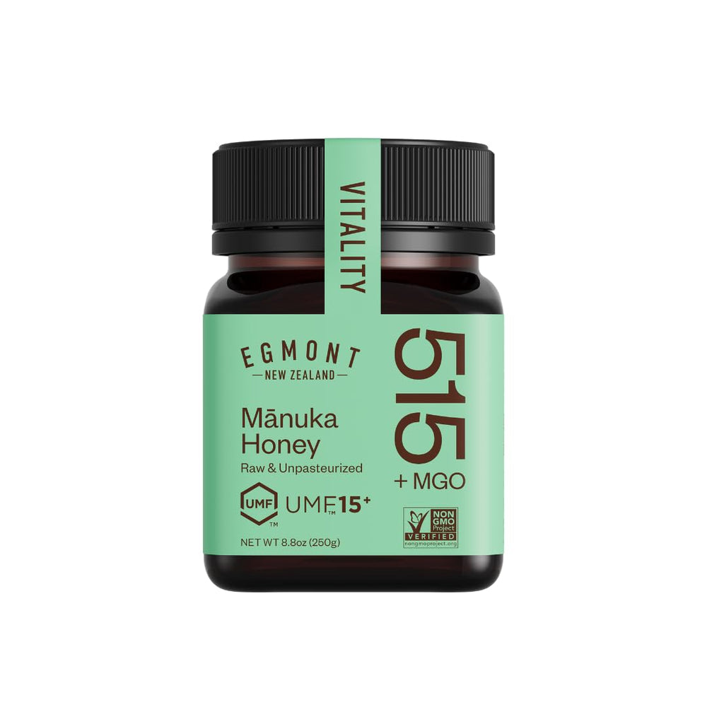 Egmont Honey Manuka bottle close-up showing creamy texture and premium quality.