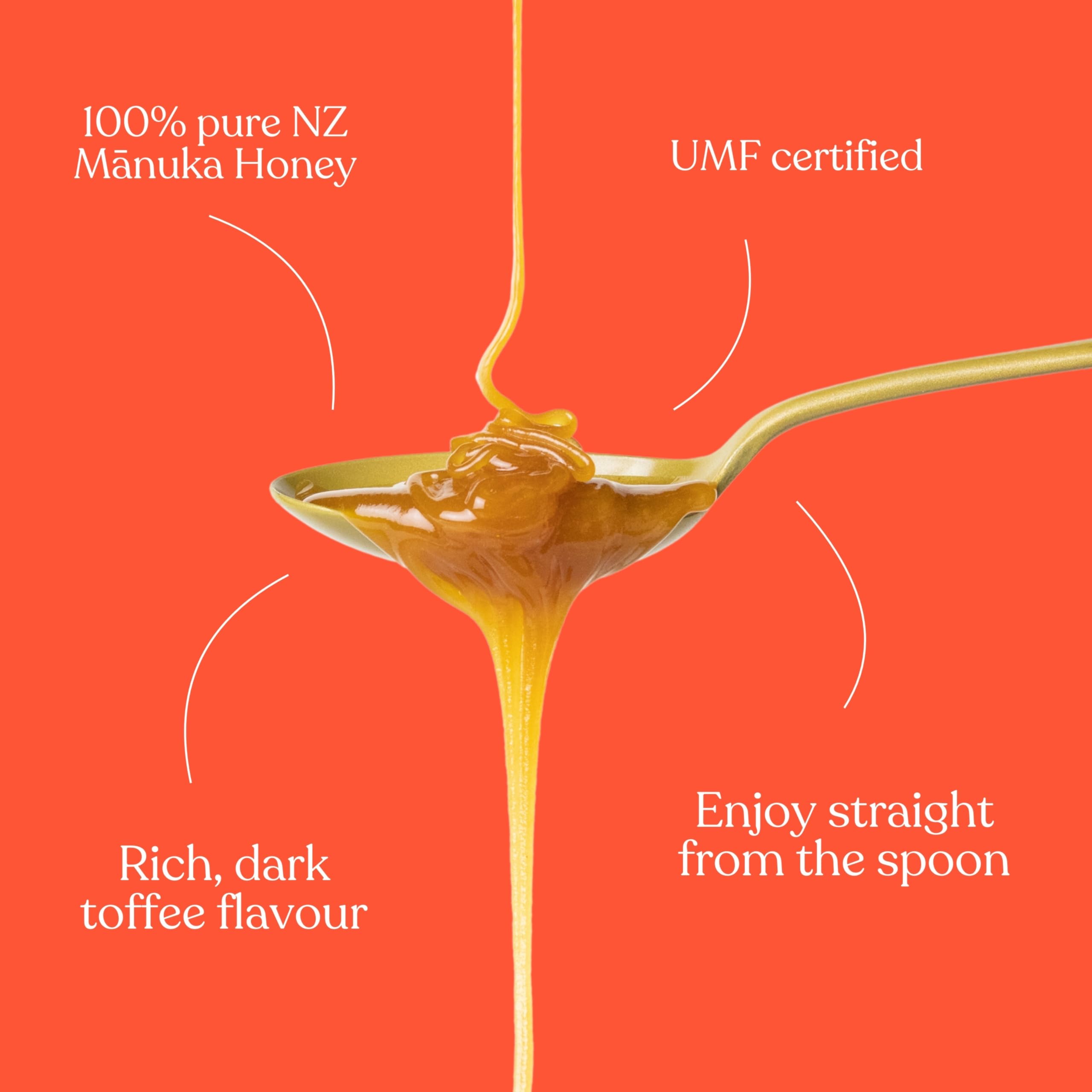 Egmont Honey Manuka recyclable glass jar standing beside label